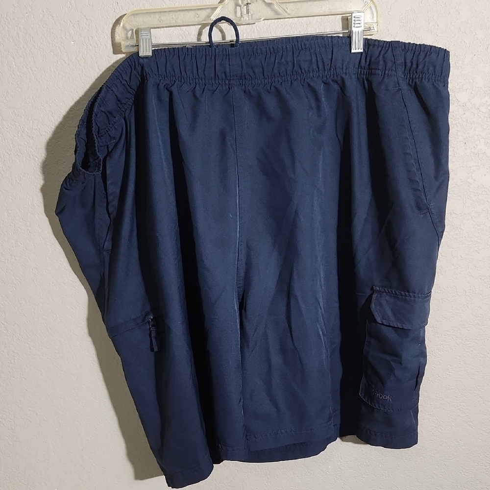 Reebok Shorts Mens Blue Cargo Athletic Shorts Elastic 3XL HAS FLAWS